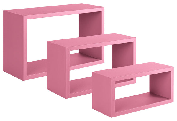 prezzo Ensemble de 3 étagères murales rectangulaires en panneaux de fibres triptyques rose blush