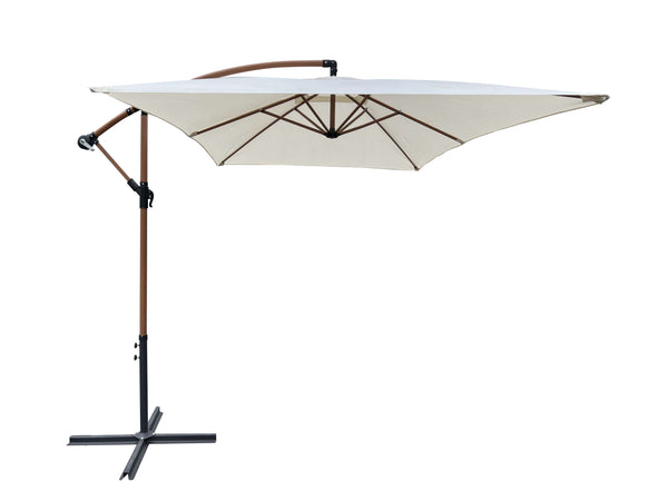 prezzo Ombrellone Decentrato da Giardino 3x2x2,5m Palo in Acciaio Copertura Ecrù