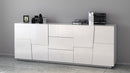Credenza 4 Ante 3 Cassetti 220x44x86 cm Pongo 4A 3C Bianco Lucido  