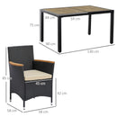 Set Tavolo e 6 Sedie Pieghevoli da Giardino con Cuscini Morbidi in PE Rattan e Legno Nero