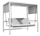 Dondolo Letto 3 Posti da Giardino 234x130x194 cm in Alluminio con Cuscini Grigio Chiaro
