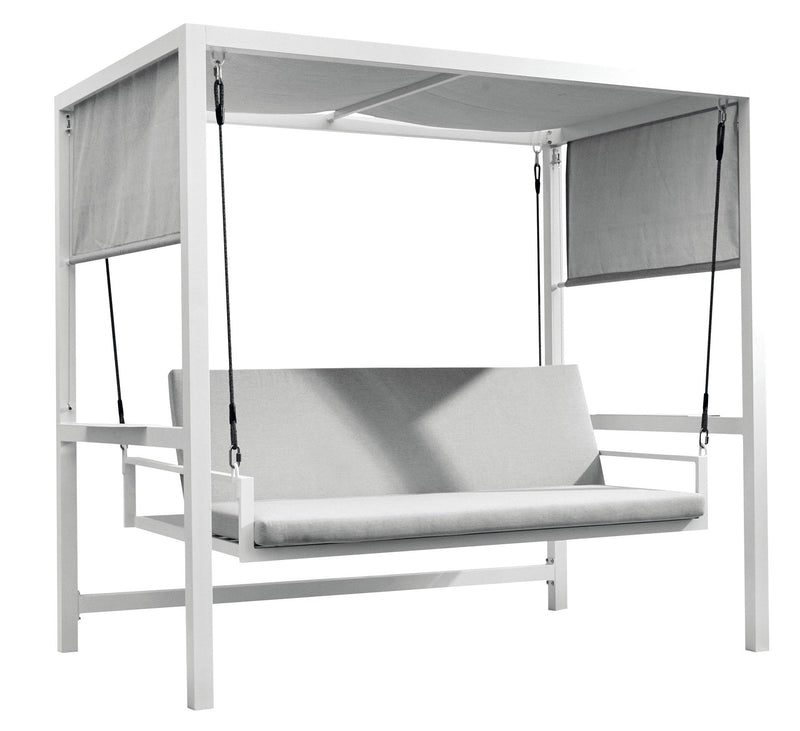 Dondolo Letto 3 Posti da Giardino 234x130x194 cm in Alluminio con Cuscini Grigio Chiaro