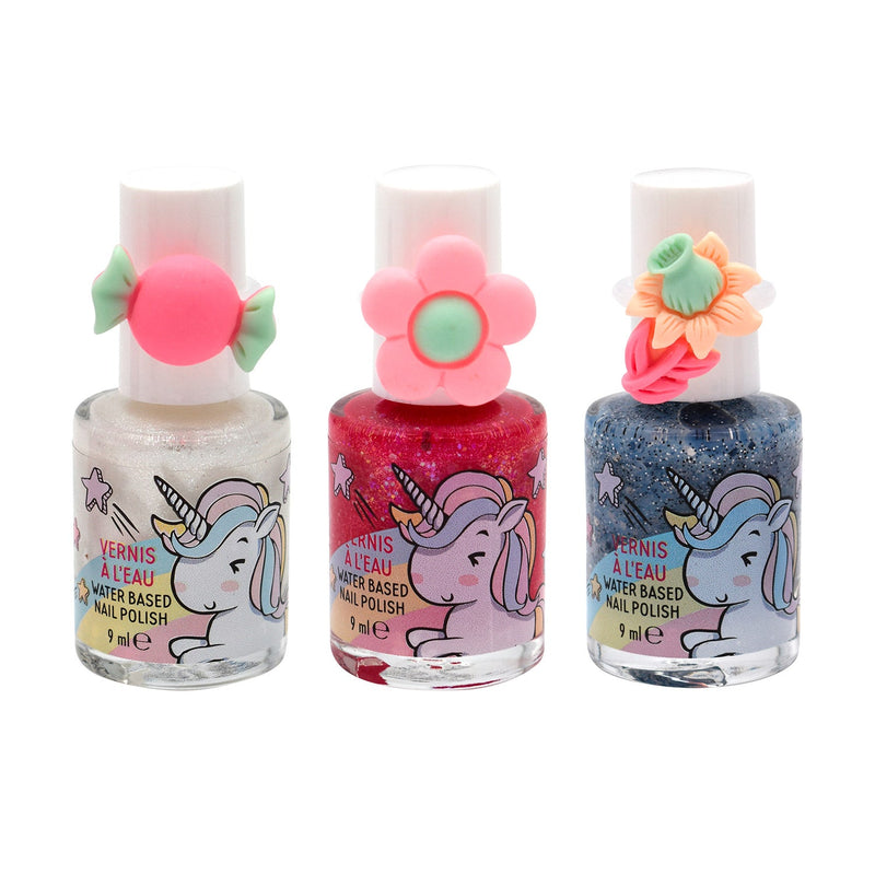 Box 3 Smalti Unicorno per Bambini a Base d’Acqua 9 ml Profumazione Rosa