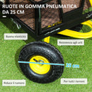 Carrello da Giardino 104x54x51 cm Capacità 200 kg con Pareti Laterali Rimovibili in Acciaio Nero e Giallo 