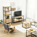 Mobile TV Max 55” 120x40x59 cm in Acciaio e Truciolato Nero e Legno Naturale