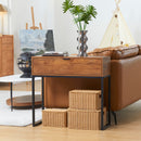 Consolle da Ingresso 80x30x76 cm con Cassetto con Gambe in Metallo Color Legno e Nero  