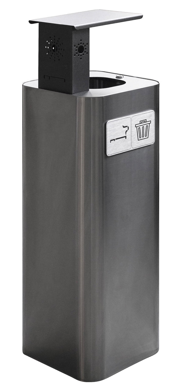 acquista Poubelle 30x30xh102 cm en acier inoxydable avec couvercle supérieur poli