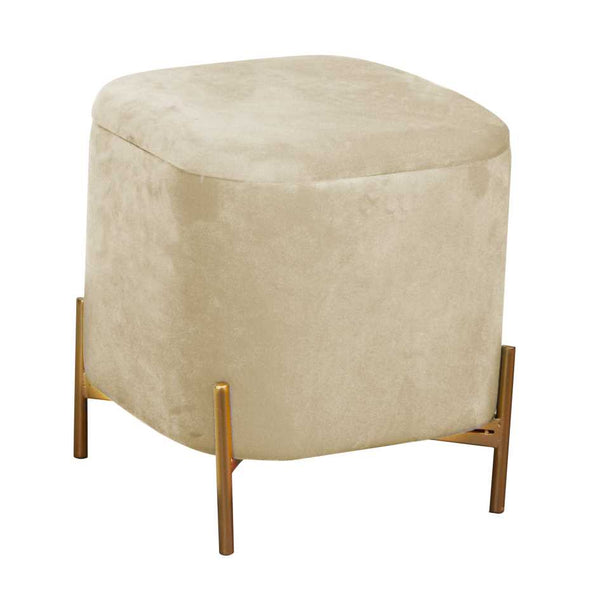 Pouf de rangement 38x38xh45 cm en tissu velours crème sconto