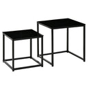 Set 2 Tavolini Moderni Piani in Vetro Temperato Nero