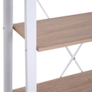 Libreria Scaffale a Scala 4 Ripiani in Legno e Acciaio Bianco e Rovere 80x33x133.5 cm 