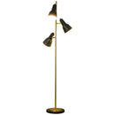 Lampada da Terra con 3 Paralumi E27 in Metallo  Nero e Bronzo