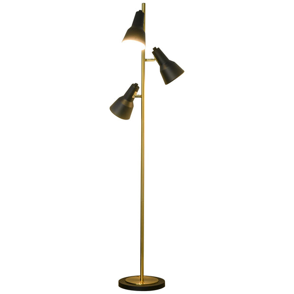 sconto Lampadaire avec 3 Abat-jours E27 en Métal Noir et Bronze