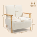 Poltrona da Salotto Stile Nordico 74,5x76x78 cm in Tessuto Sherpa con Braccioli e Gambe in Legno Crema  