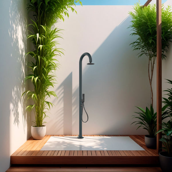 Doccia da Giardino in Alluminio Soffione Rotondo e Doccino Sined Luna Alu D Grigio acquista