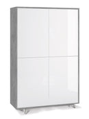 Mobile Multiuso 4 Ante 107x169x41 cm Cemento/Bianco Lucido