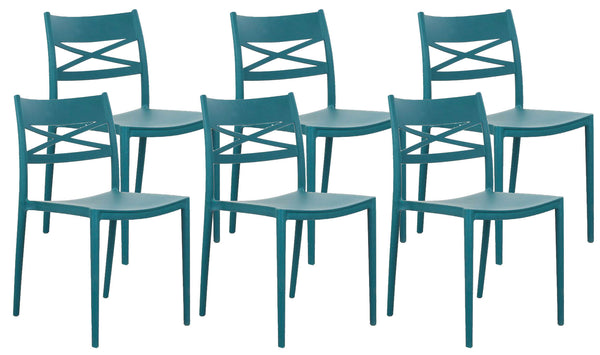 Lot de 6 Chaises 81x46x52 cm en Polypropylène Bleu Sarcelle sconto