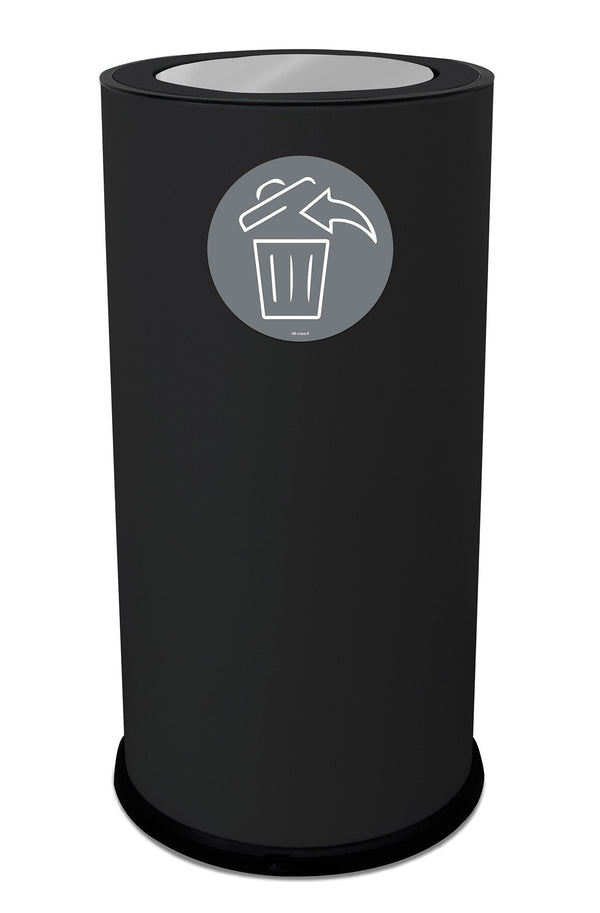 sconto Pattumiera Per Raccolta Differenziata Ø35xh72 cm In Acciaio Verniciato con Coperchio Basculante Nero