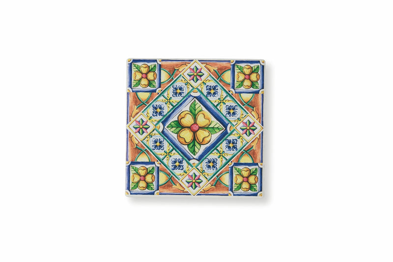 Set 6 Sottobicchieri Quadrati in Ceramica Fondo in Sughero 10x10 cm VdE Tivoli 1996 Costiera