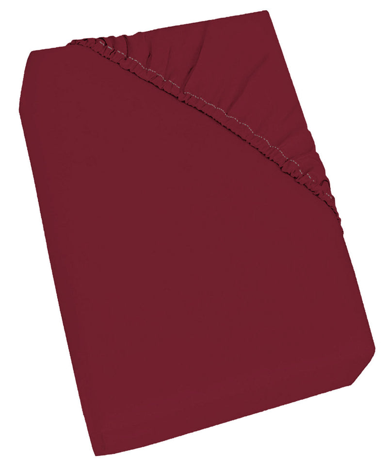 Lenzuolo Sotto con Angoli ed Elastico Tinta Unita Bordeaux Varie Misure