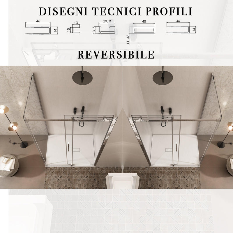 Box Doccia Angolare 1 Anta Scorrevole in Cristallo Trasparente 8mm H195 Bonussi Elise 3.0 Varie Misure