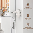 Consolle Trucco con Luci LED 3 Tonalità Specchio e Prese USB 90x45x160 cm Bianco  