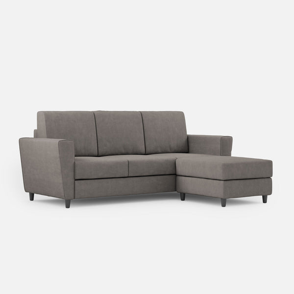 Canapé 3 places avec pouf 212x155x85 cm Yasel en tissu gris prezzo