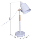 Lampada da Tavolo con Angolo Regolabile in Metallo e Legno Bianco 30x18x62 cm 