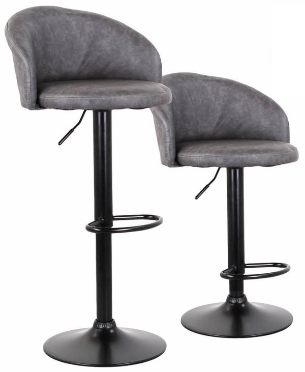 Lot de 2 Tabourets 51x44x60/80 cm en Similicuir Gris Base Noir online
