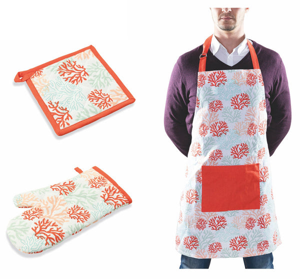 Ensemble Tablier, Gant et Manique en Coton VdE Tivoli 1996 Reef sconto