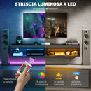 Mobile TV fino 75"" Sospeso con Luci LED 16 Colori e Telecomando 180x40x30 cm Nero