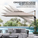 Ombrellone a Sbalzo Inclinabile con Manovella 415x293x270 cm con Base a Croce Cachi