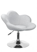 Set 2 Poltroncine da Soggiorno 69x55x69/81 cm in Schiuma Poliuretanica Fleur Cromo-Grigio Chiaro