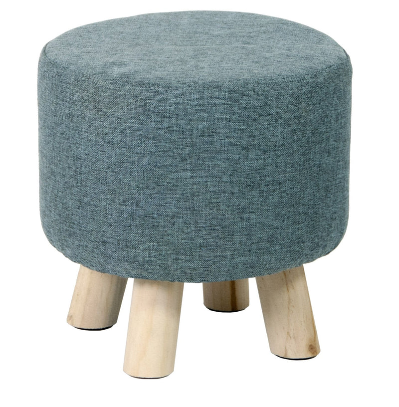 Pouf in Tessuto e Legno di Pino 29x29 cm Fumer Megan Grigio