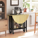 Tavolo da Pranzo Pieghevole per 2-4 Persone 100x100x75 cm con Ruote e Ripiano Aperto in Pannelli Truciolari e Acciaio Rovere      