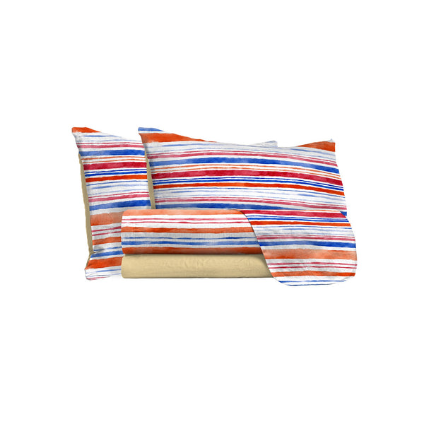 Ensemble de draps avec impression dessus et dessous et taies d'oreiller rayées acquista