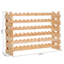 Scaffale Portabottiglie 6 Ripiani 72 Bottiglie 114x28x80 cm in Legno di Pino 