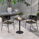 Tavolo da Pranzo Rotondo per 2 Persone Ø60x72 cm in Acciaio Nero  
