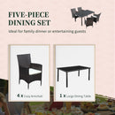 Set Tavolo e 4 Sedie da Giardino  Piano in Vetro in Rattan Marrone