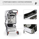 Passeggino per Cani Grigio 75x45x97 cm 