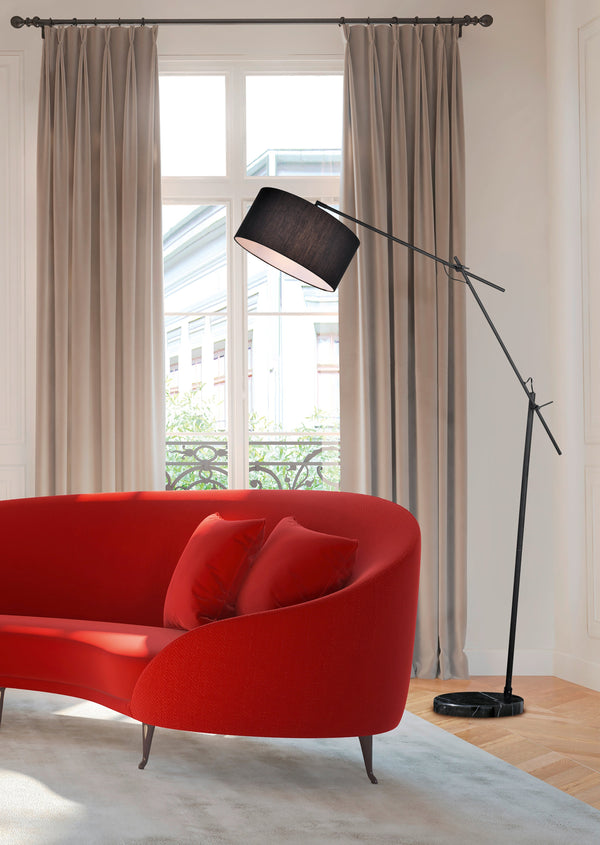 Lampadaire LED d'intérieur en métal noir mat sconto