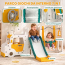 Set Scivolo Bambini 7 in 1 186x176x86 cm con Altalena Scaletta Tunnel Contenitore e Gradini Antiscivolo in HDPE Bianco      