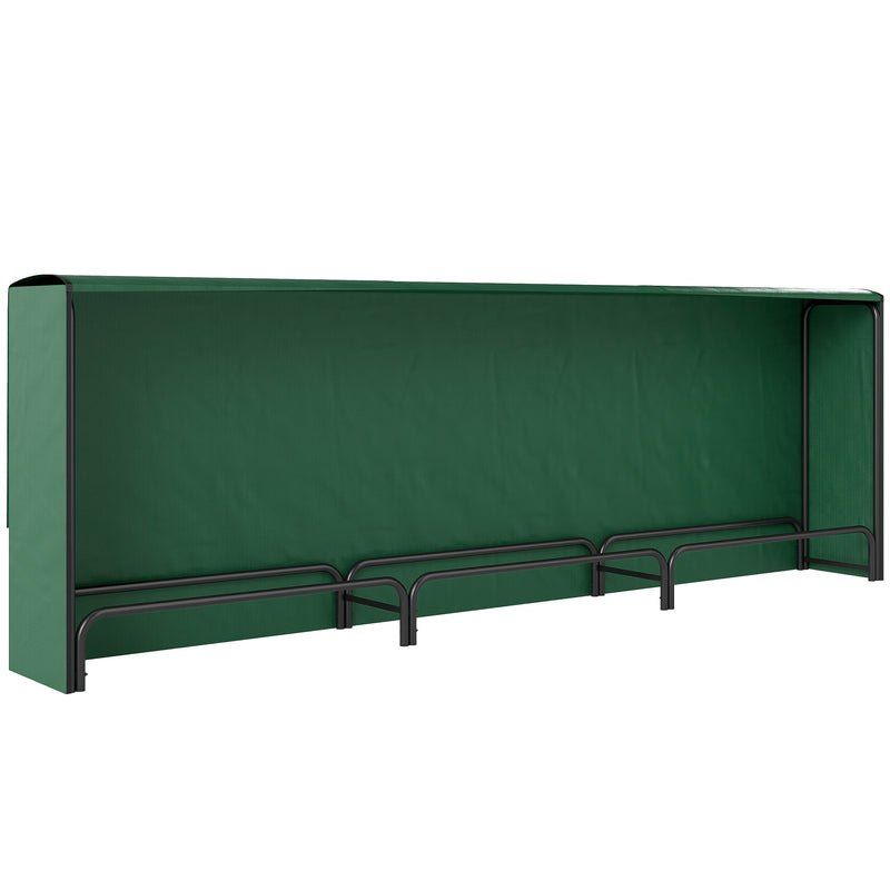 Portalegna Regolabile 300x36x99 cm con Telo Impermeabile in PE e Metallo Nero e Verde Scuro      