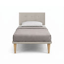 Letto 1 Piazza e Mezza con Rete Rivestita Similpelle Tortora Tessis Testata Button Varie Misure