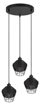 Lampada a Sospensione da Interno Attacco E27 in Tessuto Nero