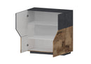 Credenza Alta 100x43x106 cm Alien Ardesia e Acero Pereira