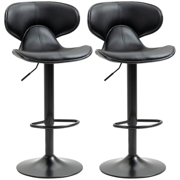 prezzo Lot de 2 Tabourets de Bar 45,5x46x89,5-109,5 cm avec Dossier et Repose-Pieds et Simili Cuir Noir
