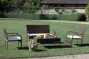 Set Salotto da Giardino Tavolino Divano 2 Sedie in Polyrattan con Cuscini Melbourne Bianco