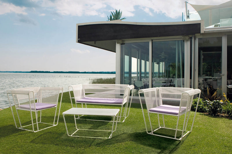 Set da Giardino Divano 2 Poltrone e Tavolino in rete Stirata Ranieri Royal