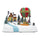 Village de Noël 28x18x18 cm avec Montgolfière, Lumières, Sons et Mouvement