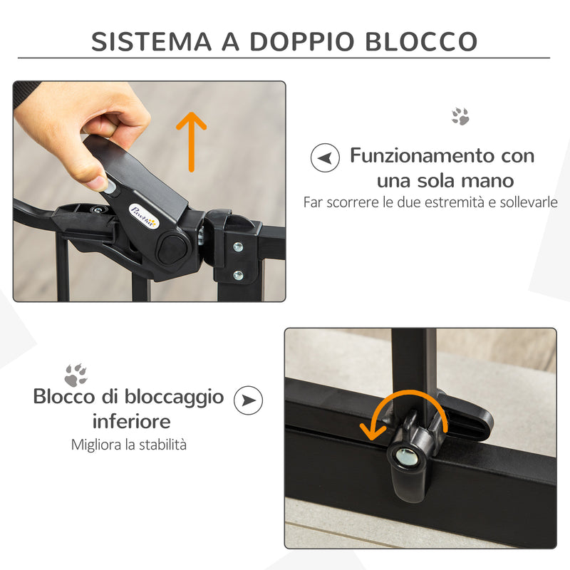 Cancelletto di Sicurezza Alto con Porta Piccola e Chiusura Automatica 74-80x104 cm Nero 